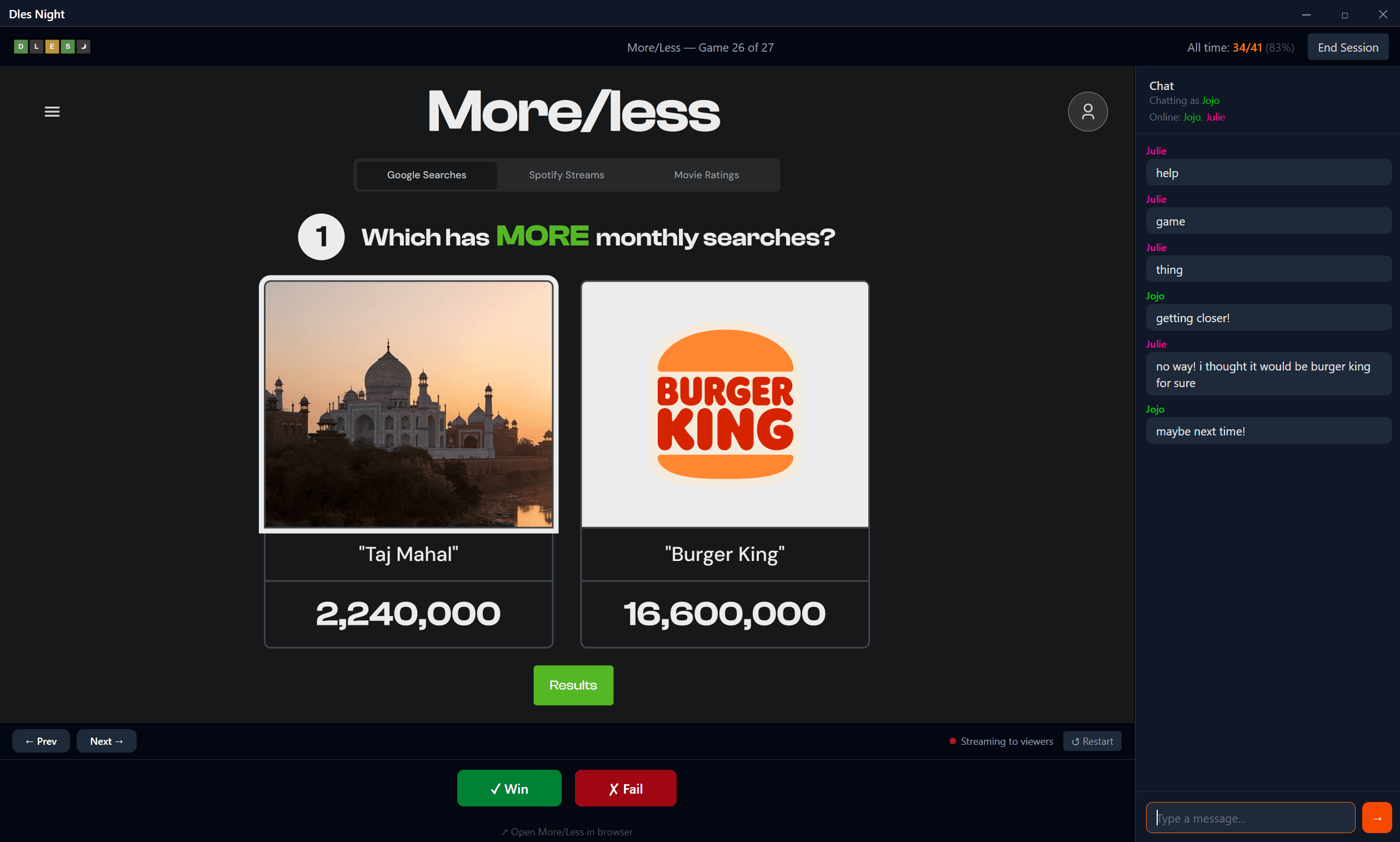 Dles Night — real-time social viewing platform showing the shared canvas and chat interface